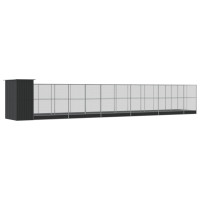 Produktbild för Voljär med utbyggnad silver 1244x203x216 cm stål