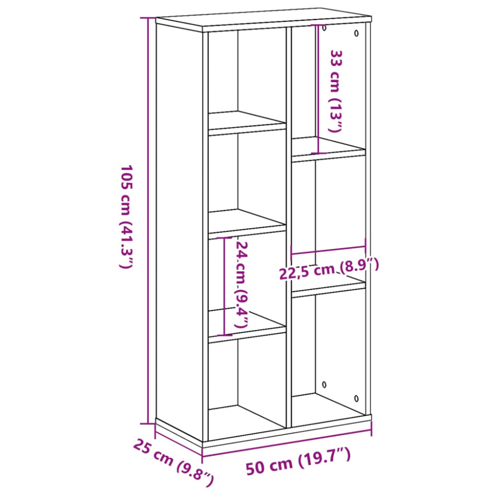 Produktbild för Bokhylla rökfärgad ek 50x25x105 cm konstruerat trä
