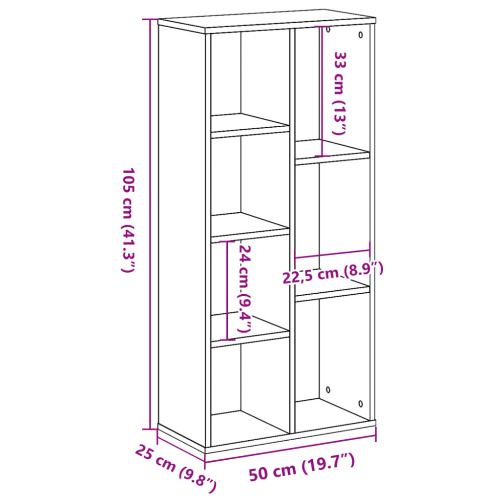 Produktbild för Bokhylla sonoma-ek 50x25x105 cm konstruerat trä