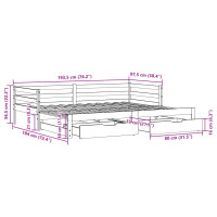 Produktbild för Utdragbar dagbädd med lådor 90x190 cm massiv furu