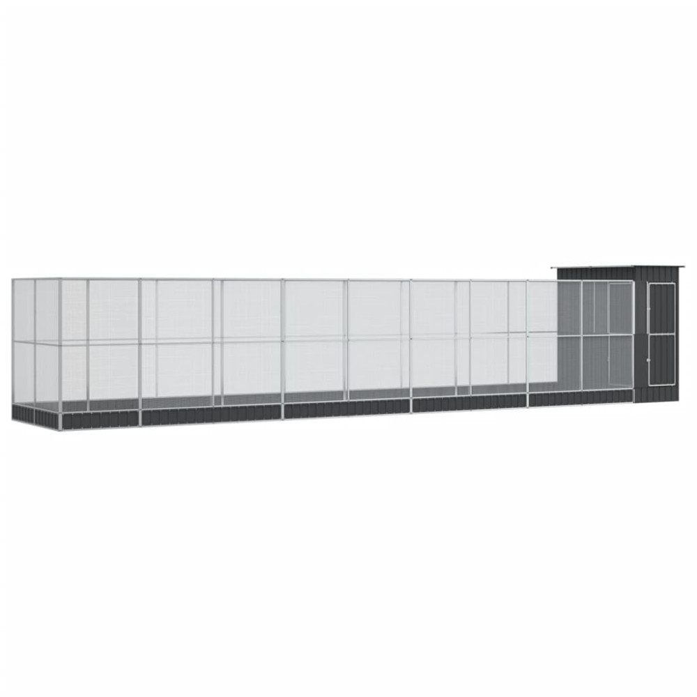Produktbild för Voljär med utbyggnad silver 1037x203x216 cm stål