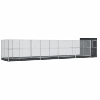 Produktbild för Voljär med utbyggnad silver 1037x203x216 cm stål