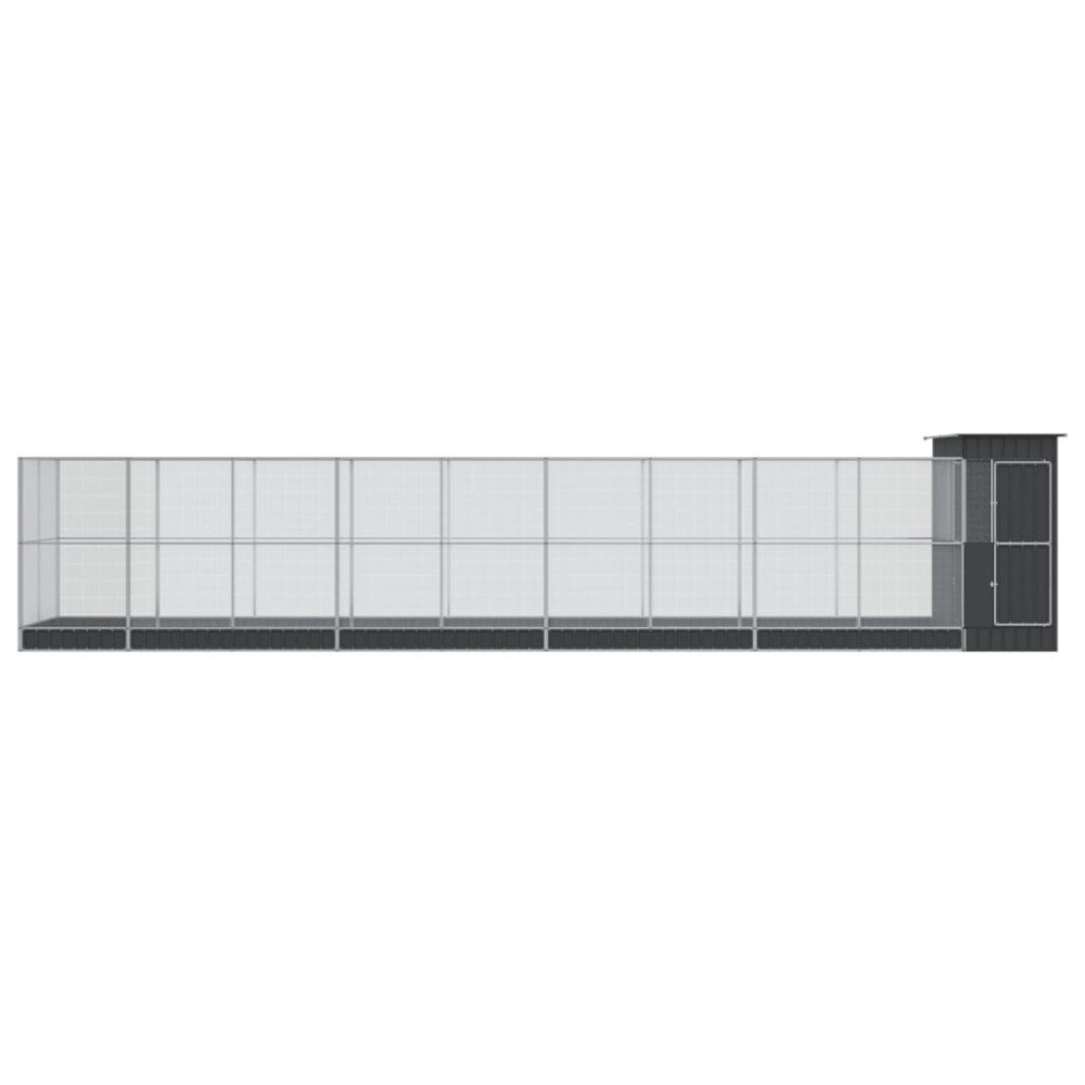 Produktbild för Voljär med utbyggnad silver 1037x203x216 cm stål