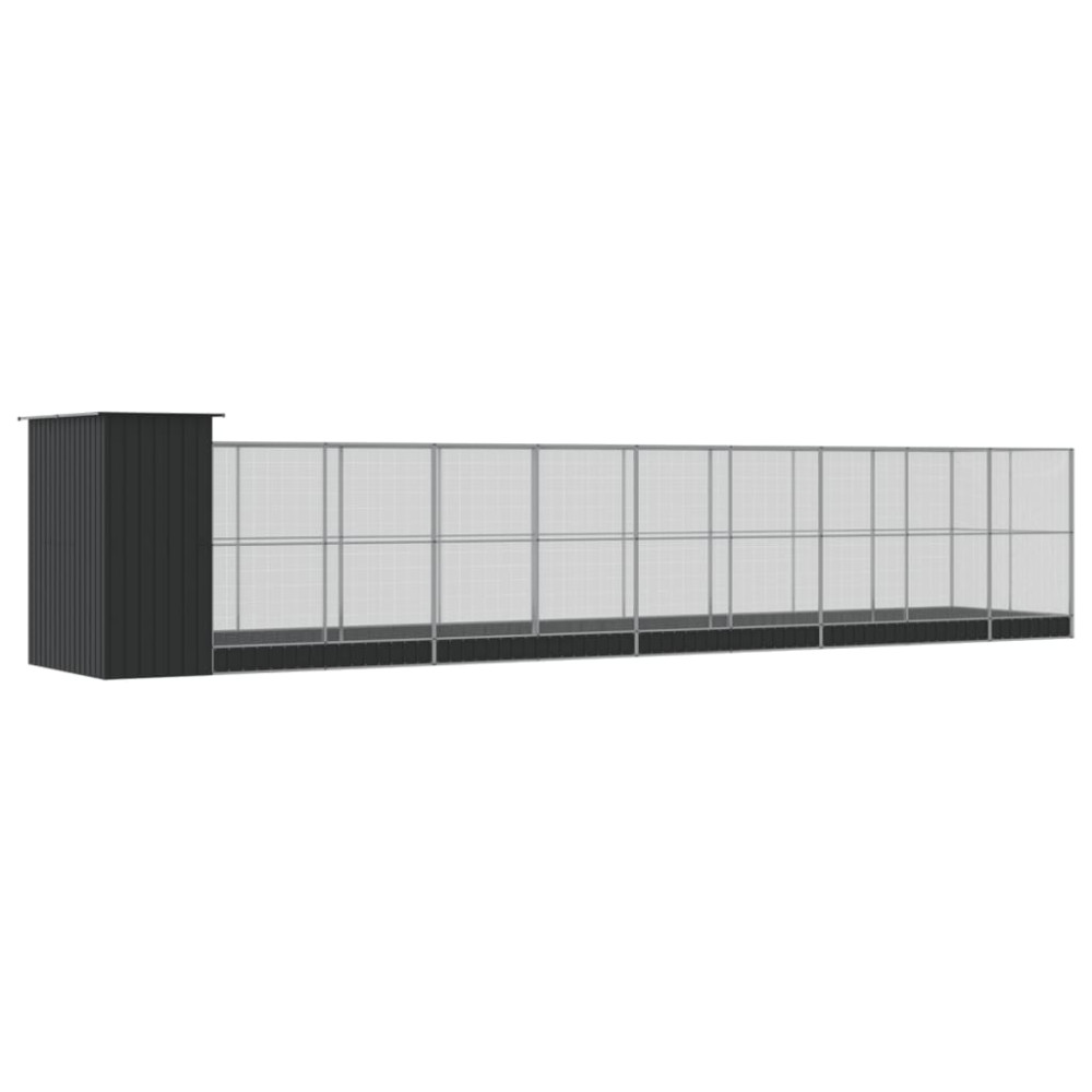 Produktbild för Voljär med utbyggnad silver 1037x203x216 cm stål