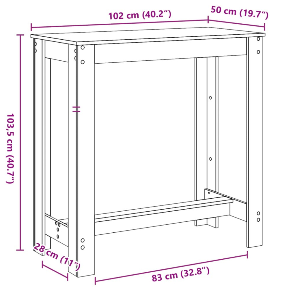 Produktbild för Barbord artisian-ek 102x50x103,5 cm konstruerat trä