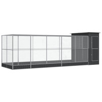 Produktbild för Voljär med utbyggnad silver 623x203x216 cm stål