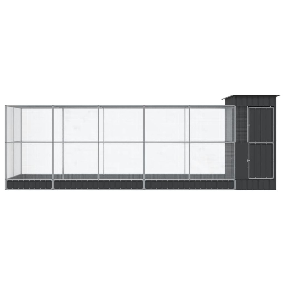 Produktbild för Voljär med utbyggnad silver 623x203x216 cm stål