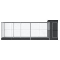 Produktbild för Voljär med utbyggnad silver 623x203x216 cm stål