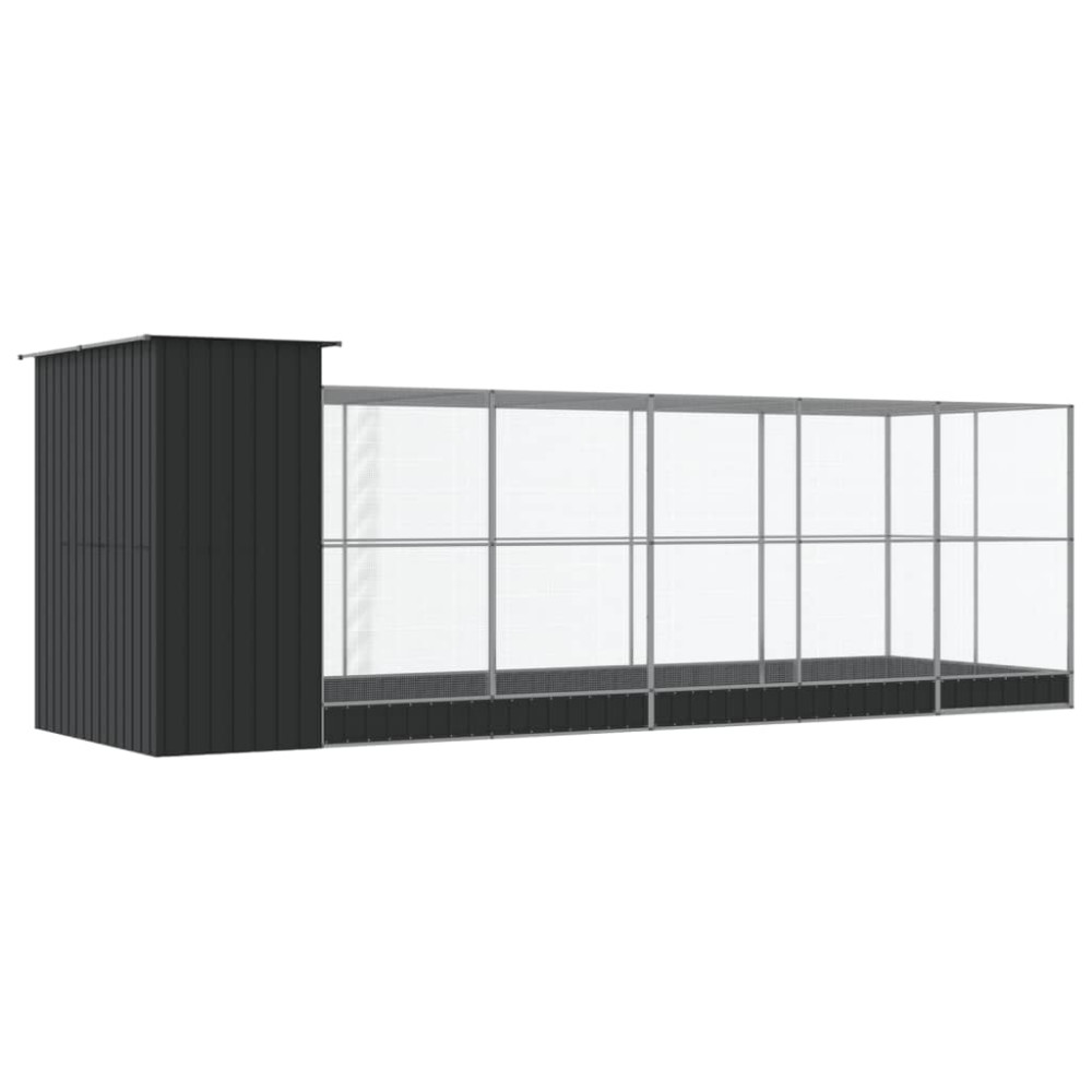 Produktbild för Voljär med utbyggnad silver 623x203x216 cm stål