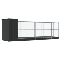 Produktbild för Voljär med utbyggnad silver 623x203x216 cm stål