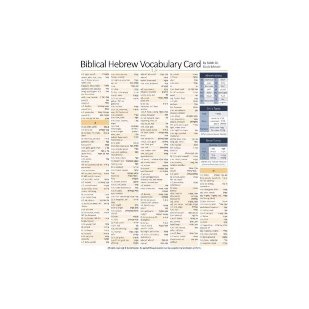 Produktbild för Biblical Hebrew Vocabulary Card (häftad, eng)