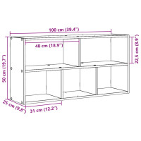 Produktbild för Vägghylla åldrat trä 100x25x50 cm konstruerat trä