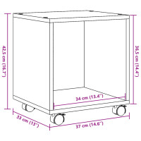 Produktbild för Skåp med hjul vit 37x33x42,5 cm konstruerat trä