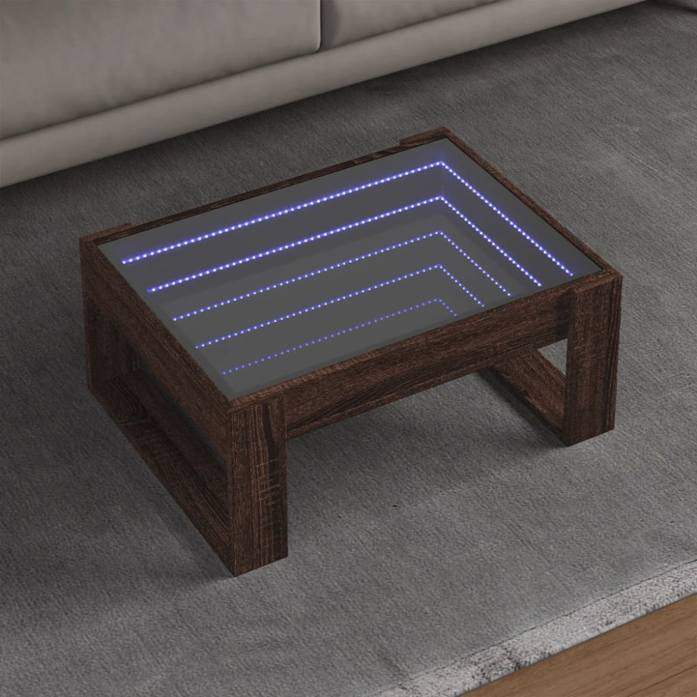 Produktbild för Soffbord med Infinity LEDs brun ek 70x53x30 cm