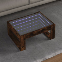 Produktbild för Soffbord med Infinity LEDs rökfärgad ek 70x53x30 cm