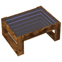 Produktbild för Soffbord med Infinity LEDs rökfärgad ek 70x53x30 cm