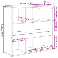 Produktbild för Bokhylla/Rumsavdelare sonoma-ek 100x33x94,5 cm