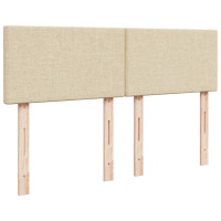 Produktbild för Ramsäng med madrass gräddvit 140x190 cm tyg