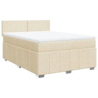 Produktbild för Ramsäng med madrass gräddvit 140x190 cm tyg