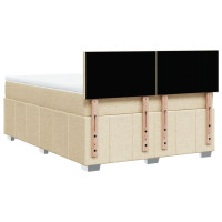 Produktbild för Ramsäng med madrass gräddvit 140x190 cm tyg