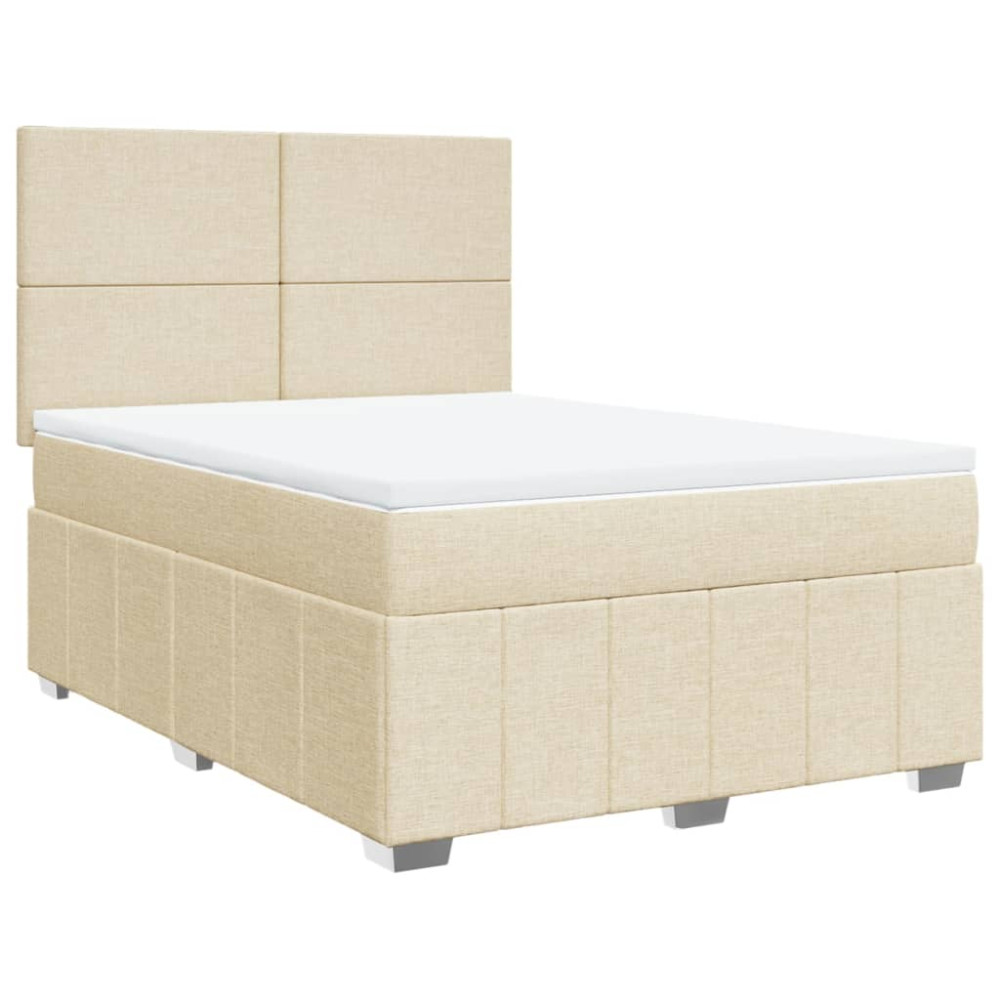 Produktbild för Ramsäng med madrass gräddvit 140x190 cm tyg