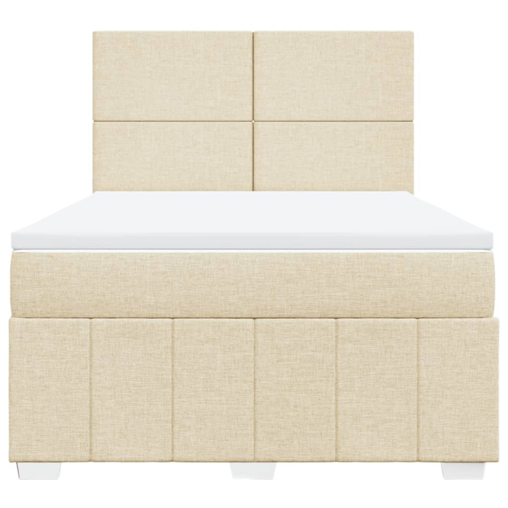 Produktbild för Ramsäng med madrass gräddvit 140x190 cm tyg