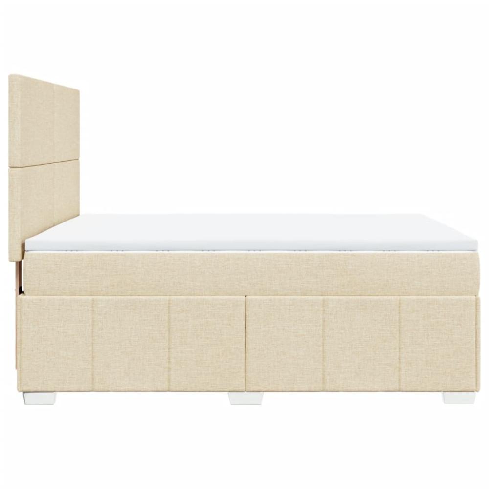Produktbild för Ramsäng med madrass gräddvit 140x190 cm tyg