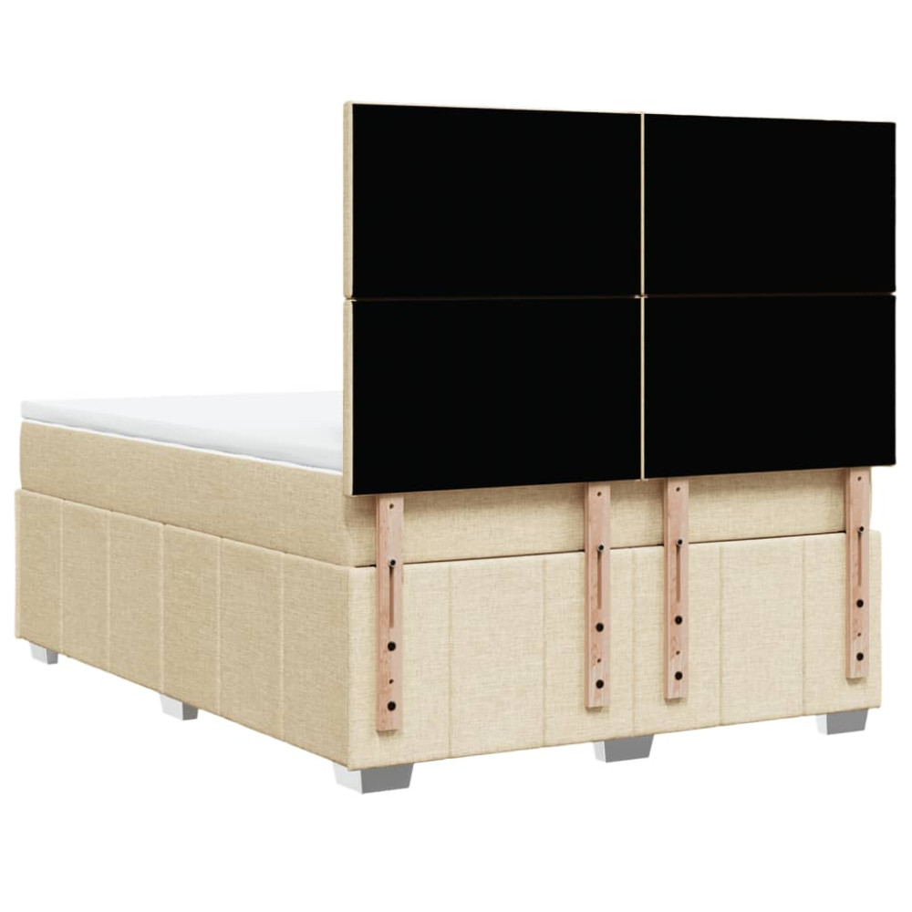 Produktbild för Ramsäng med madrass gräddvit 140x190 cm tyg