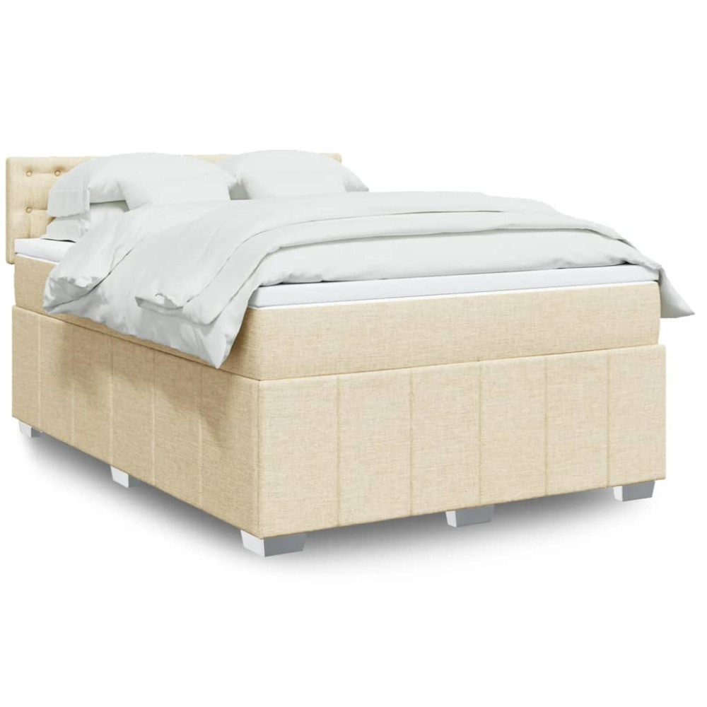 Produktbild för Ramsäng med madrass gräddvit 140x190 cm tyg