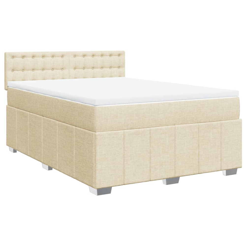 Produktbild för Ramsäng med madrass gräddvit 140x190 cm tyg
