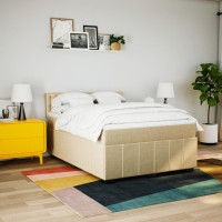 Produktbild för Ramsäng med madrass gräddvit 140x190 cm tyg