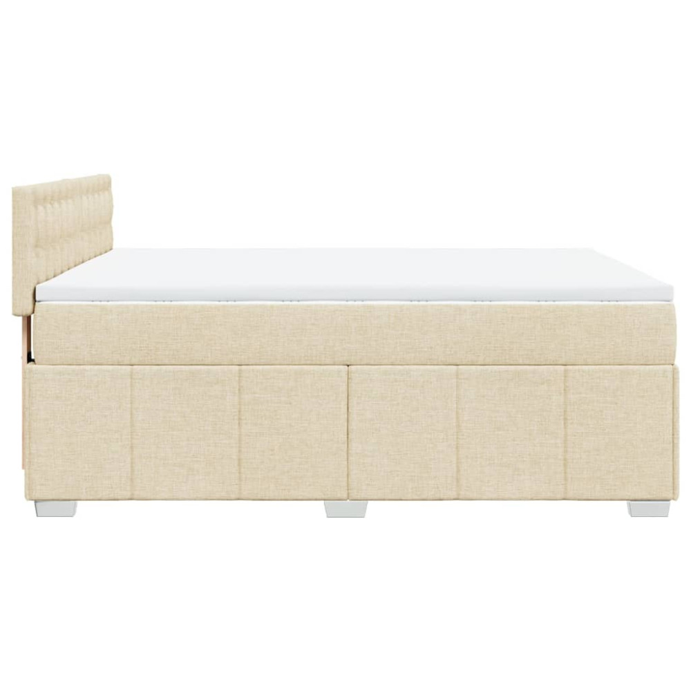 Produktbild för Ramsäng med madrass gräddvit 140x190 cm tyg