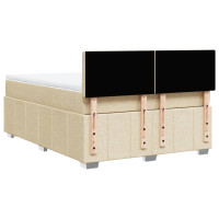 Produktbild för Ramsäng med madrass gräddvit 140x190 cm tyg