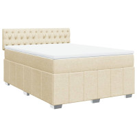 Produktbild för Ramsäng med madrass gräddvit 140x190 cm tyg
