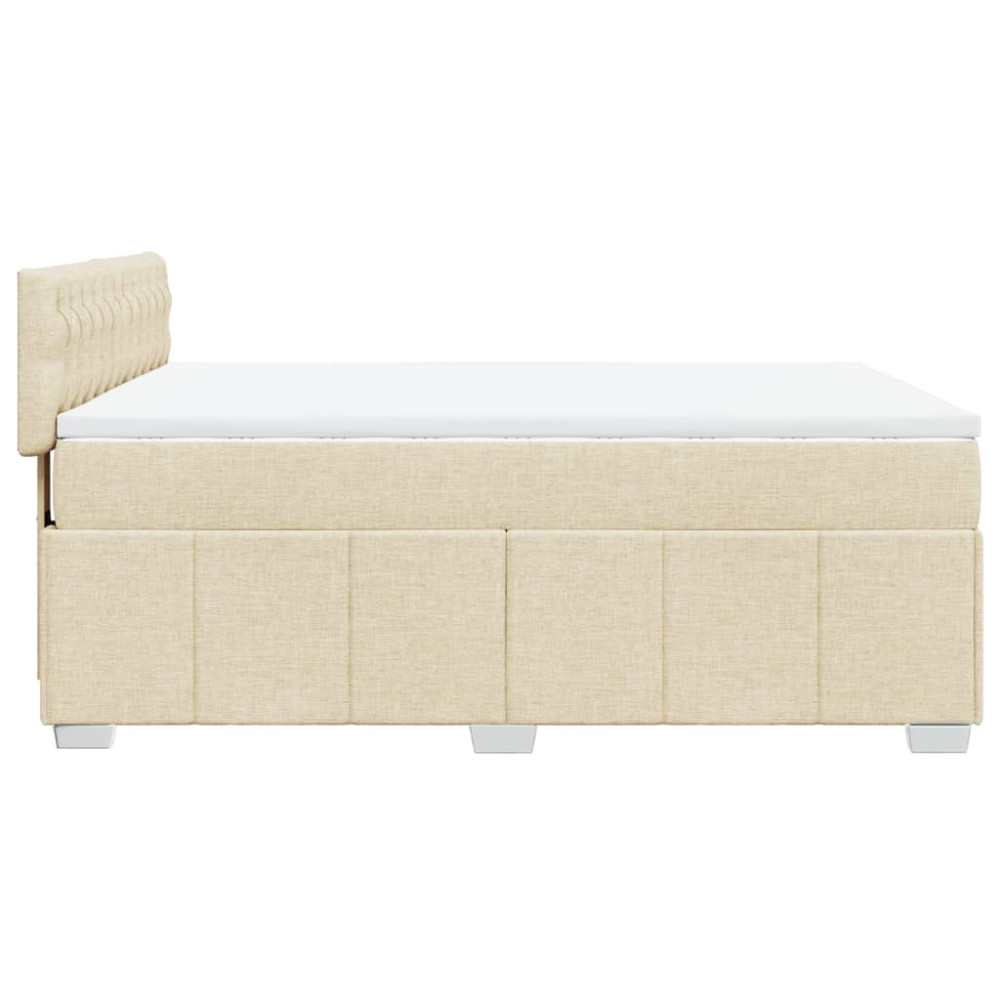 Produktbild för Ramsäng med madrass gräddvit 140x190 cm tyg