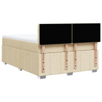 Produktbild för Ramsäng med madrass gräddvit 140x190 cm tyg