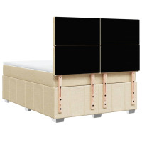 Produktbild för Ramsäng med madrass gräddvit 140x190 cm tyg