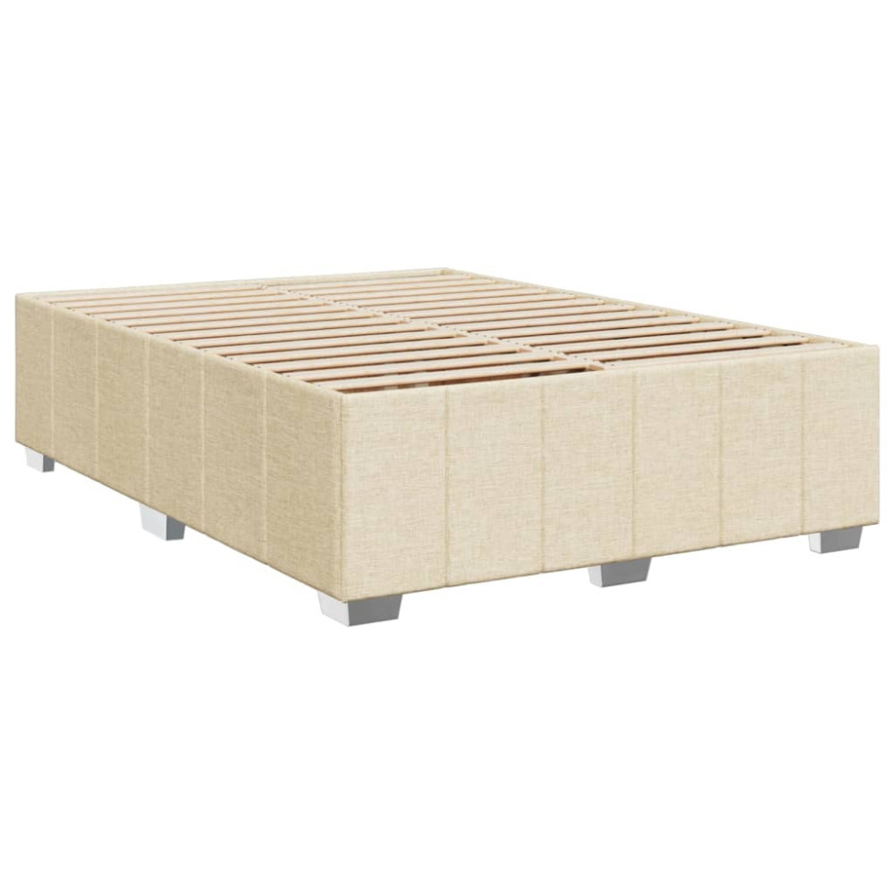 Produktbild för Ramsäng med madrass gräddvit 140x190 cm tyg
