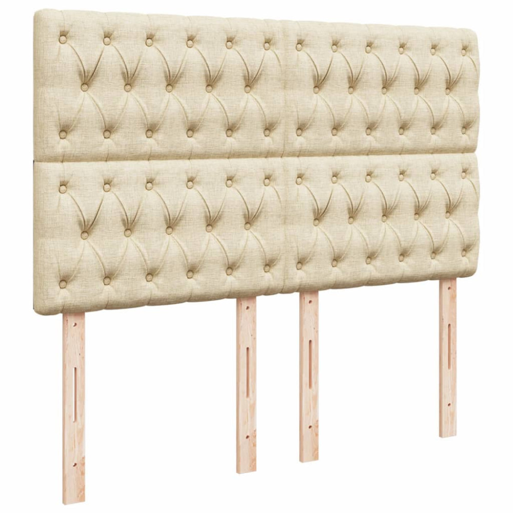 Produktbild för Ramsäng med madrass gräddvit 140x190 cm tyg