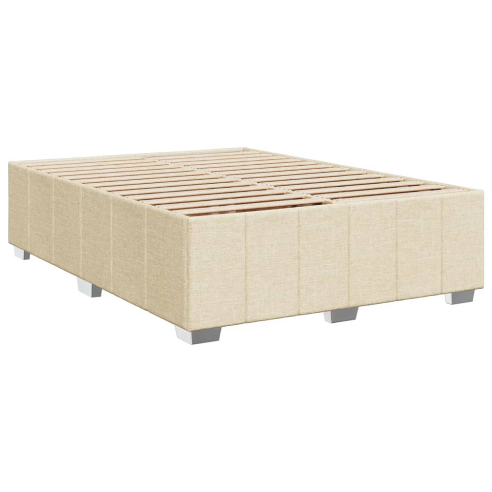 Produktbild för Ramsäng med madrass gräddvit 140x190 cm tyg