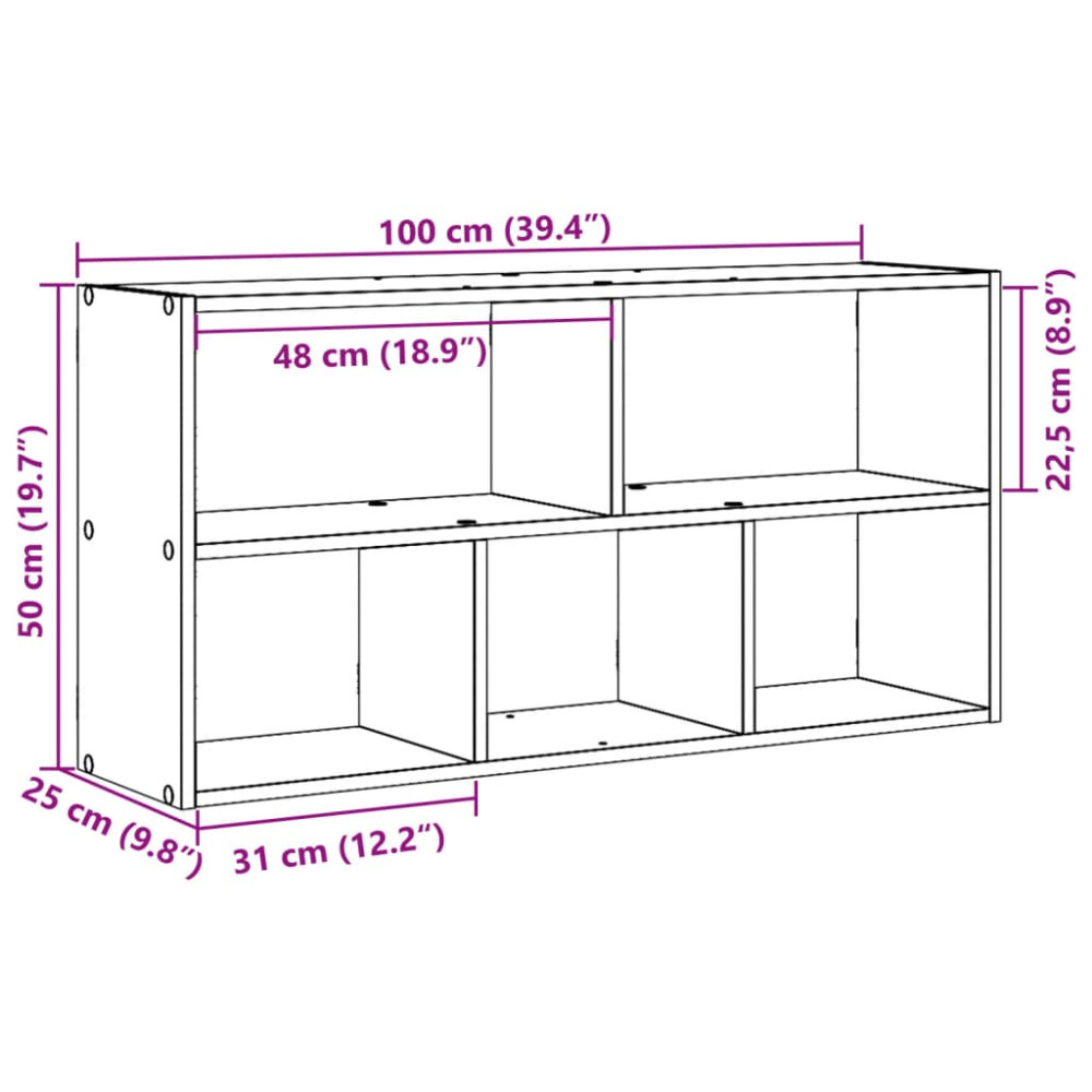Produktbild för Vägghylla rökfärgad ek 100x25x50 cm konstruerat trä