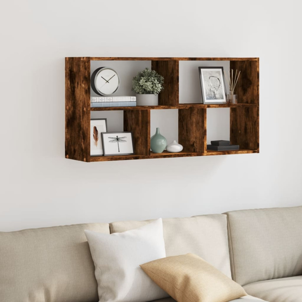 Produktbild för Vägghylla rökfärgad ek 100x25x50 cm konstruerat trä