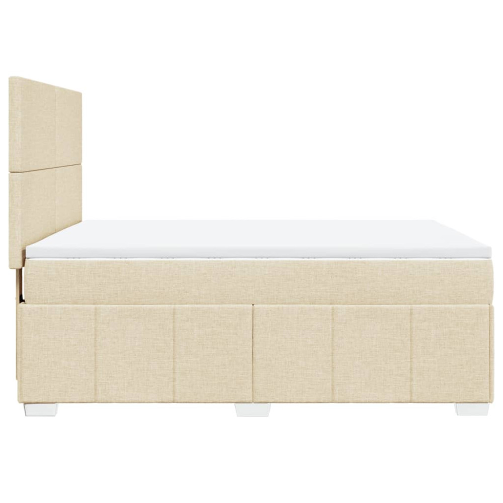 Produktbild för Ramsäng med madrass gräddvit 140x190 cm tyg