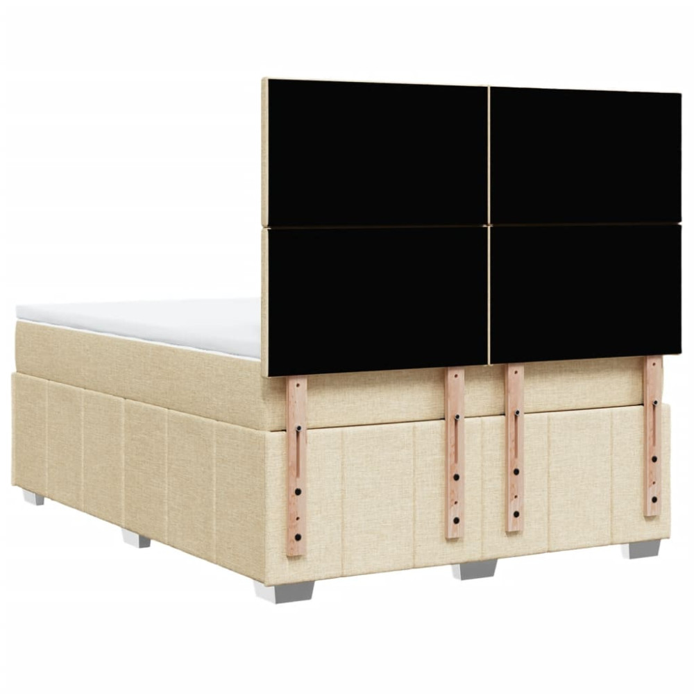 Produktbild för Ramsäng med madrass gräddvit 140x190 cm tyg