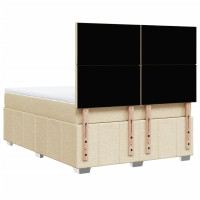 Produktbild för Ramsäng med madrass gräddvit 140x190 cm tyg