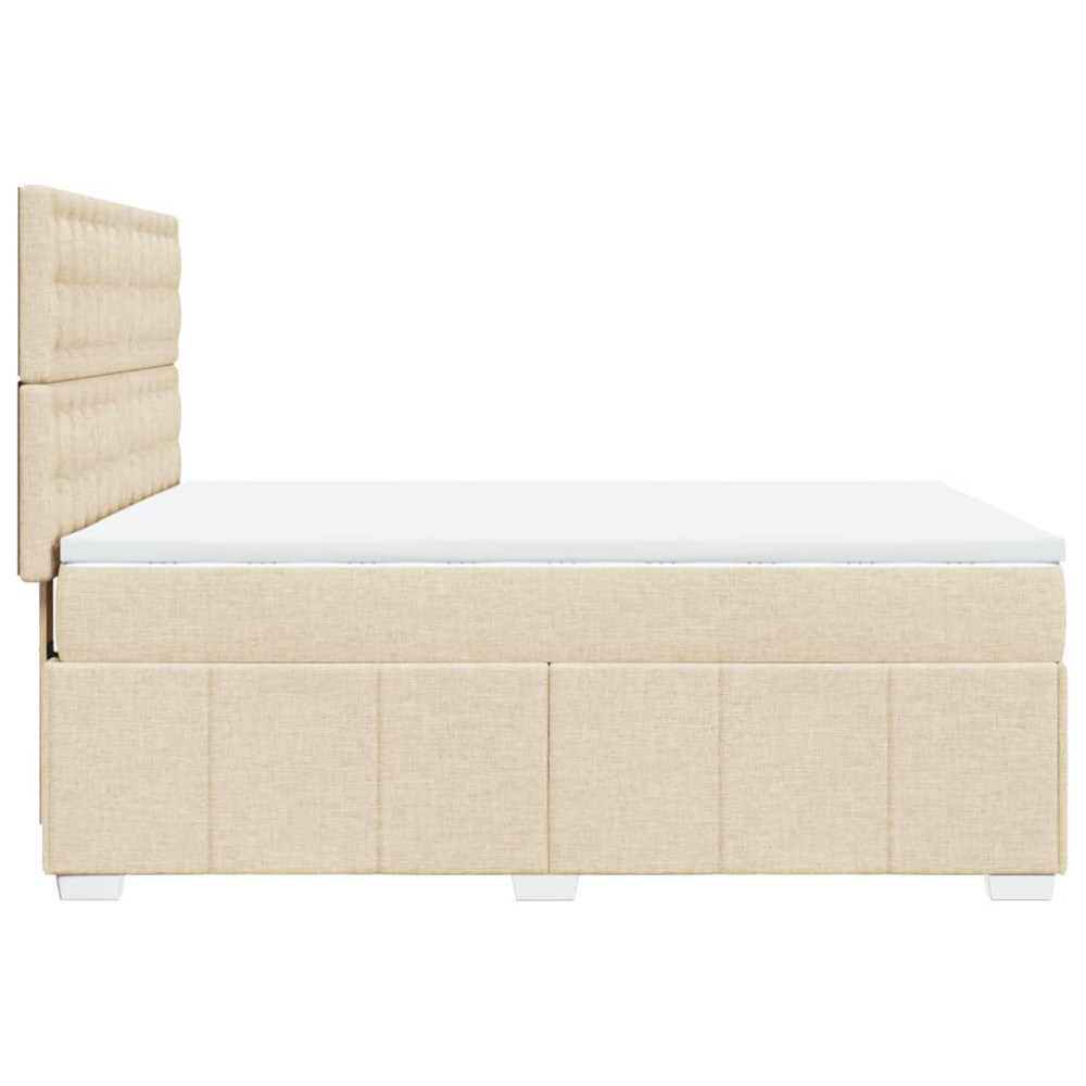Produktbild för Ramsäng med madrass gräddvit 140x190 cm tyg