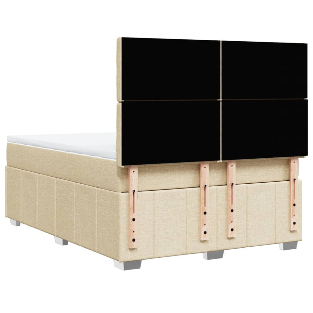 Produktbild för Ramsäng med madrass gräddvit 140x190 cm tyg