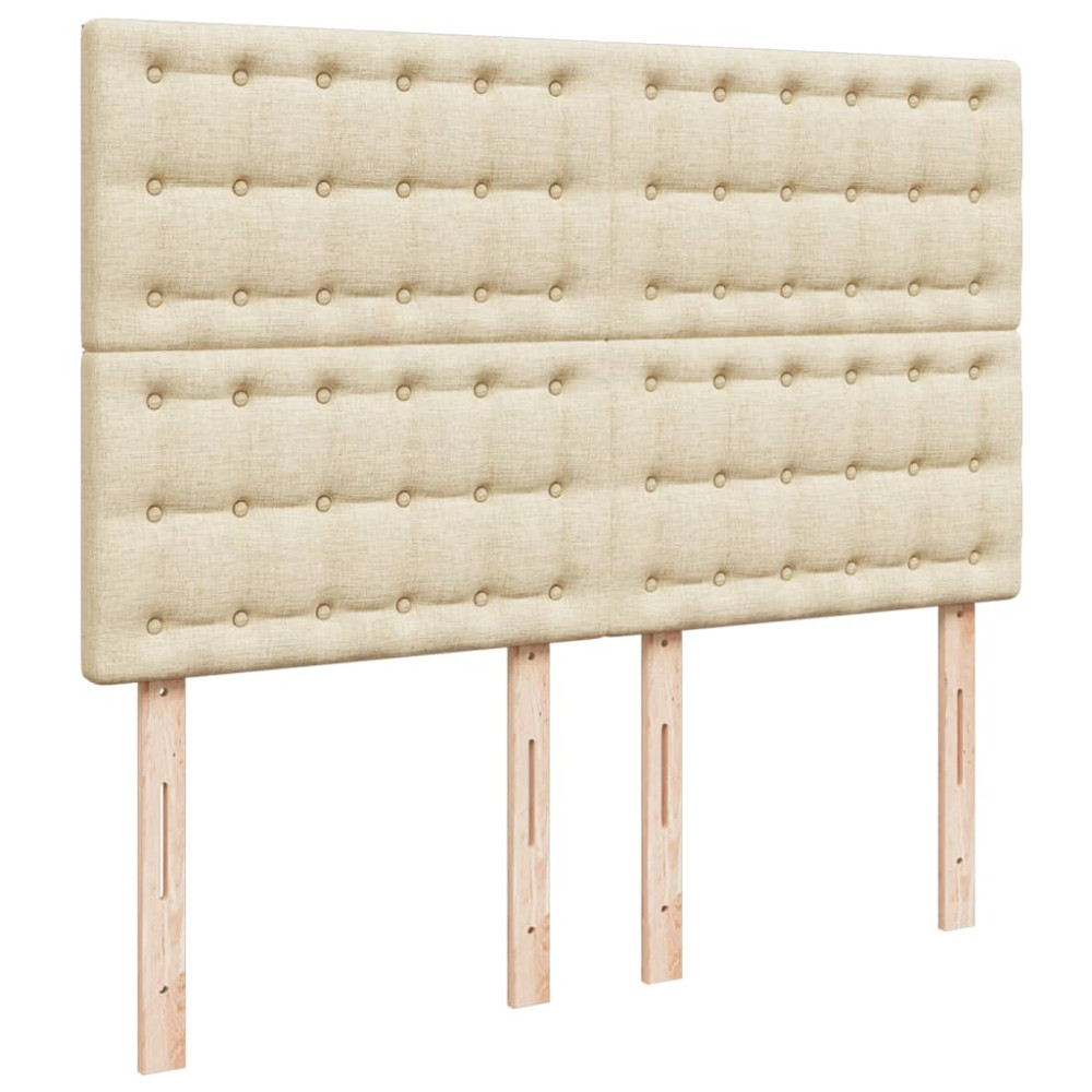 Produktbild för Ramsäng med madrass gräddvit 140x190 cm tyg