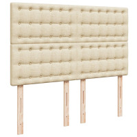 Produktbild för Ramsäng med madrass gräddvit 140x190 cm tyg
