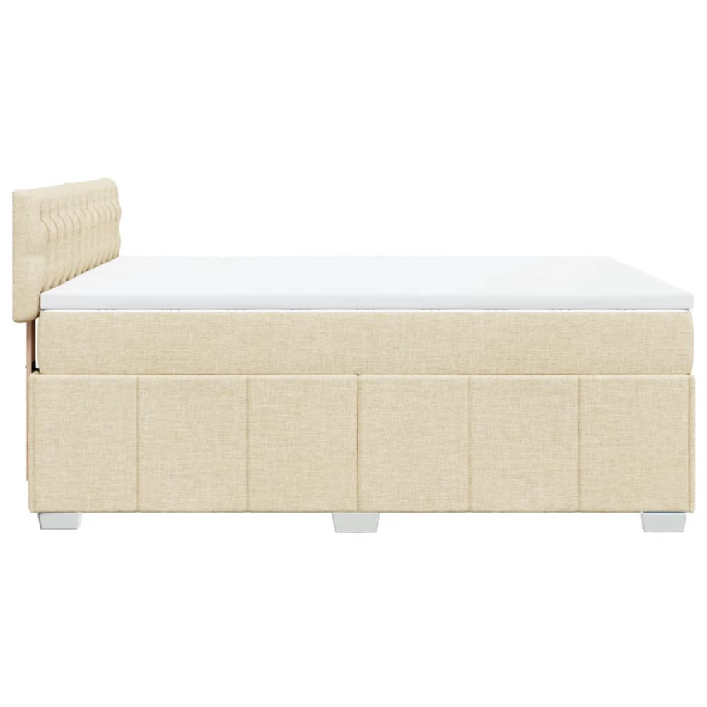 Produktbild för Ramsäng med madrass gräddvit 140x190 cm tyg
